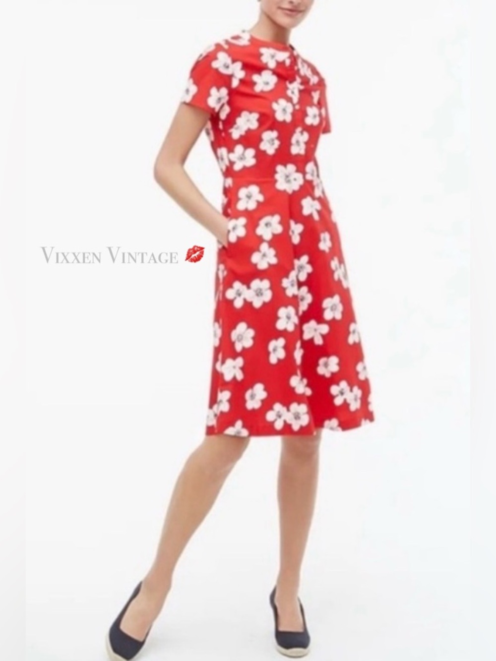 J. CREW SHORT SLEEVE ‘BUTTON-DOWN SHIRTDRESS’ IN CHERRY BLOSSOM PRINT